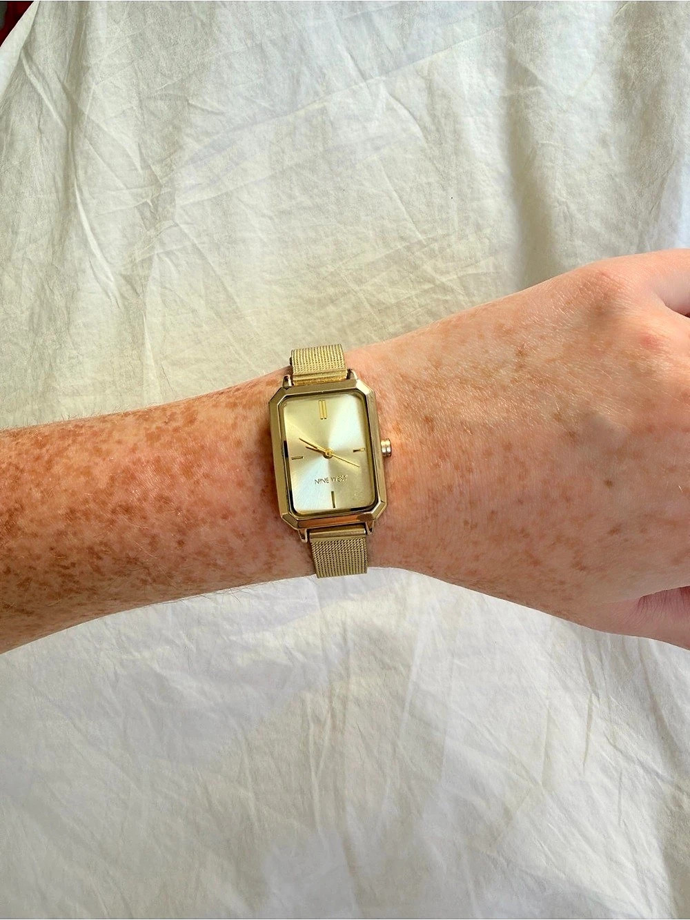 Nine West Gold-Tone Mesh Bracelet Watch